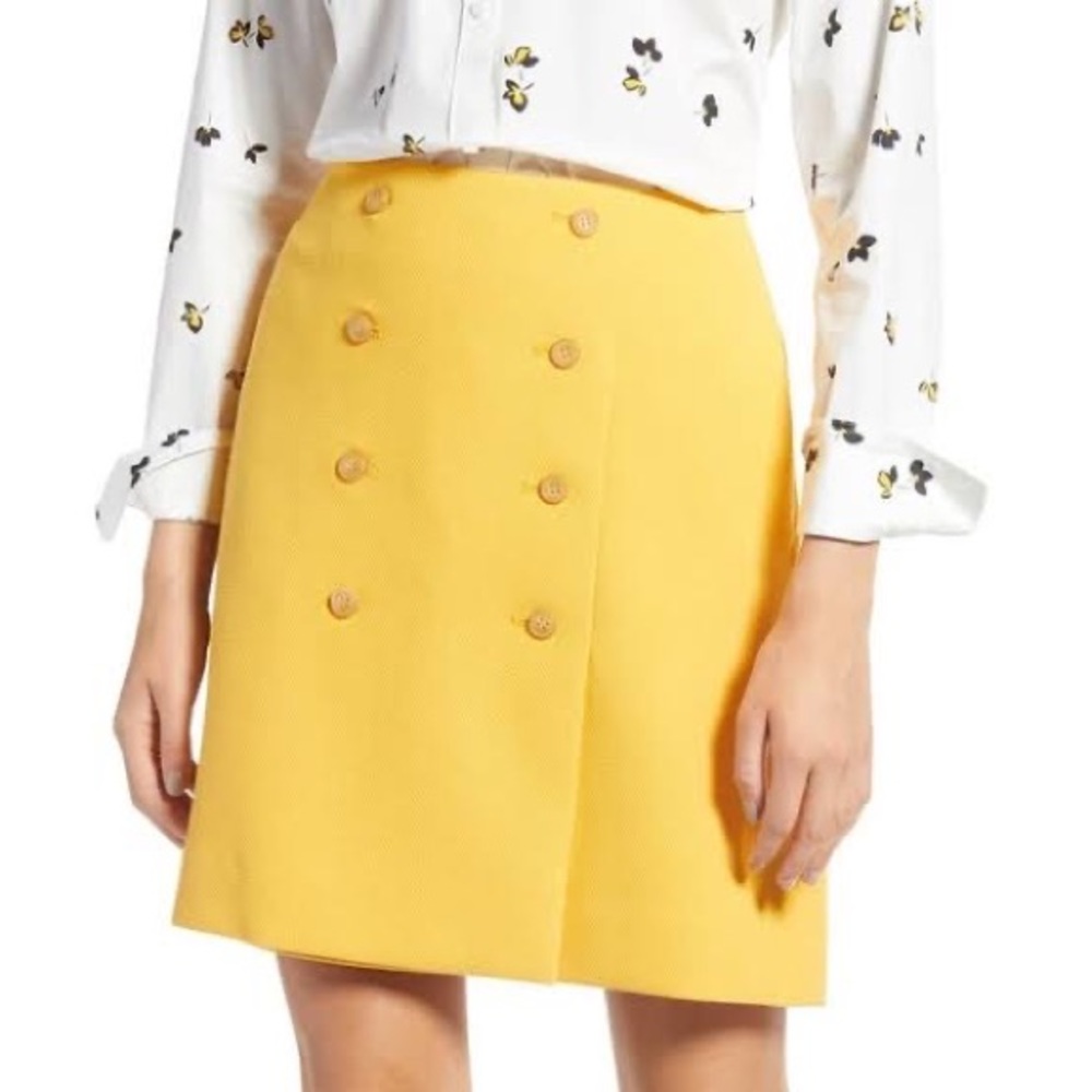 Sz 8 - 1901 Yellow Double-Breasted A-Line Skirt